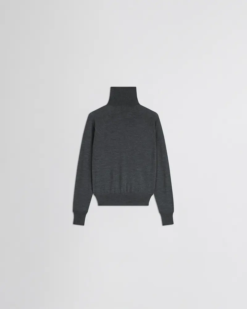 Anthracite Mélange Merino Wool High-Neck Jumper 2