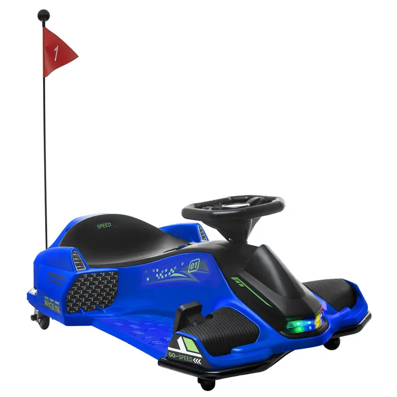 Aosom 12V Electric Drift Go-Kart for Children – Blue Model with LED Lights and Sound Effects 2