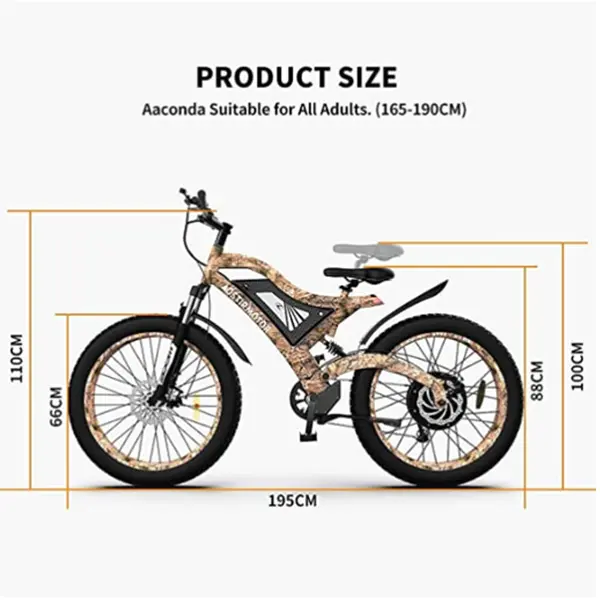 Aostirmotor 1500W Fat-Tire Electric Mountain Bike – 26" Tires, 48V 15Ah Battery, Shimano 7-Speed Drivetrain, Lightweight Aluminum Frame