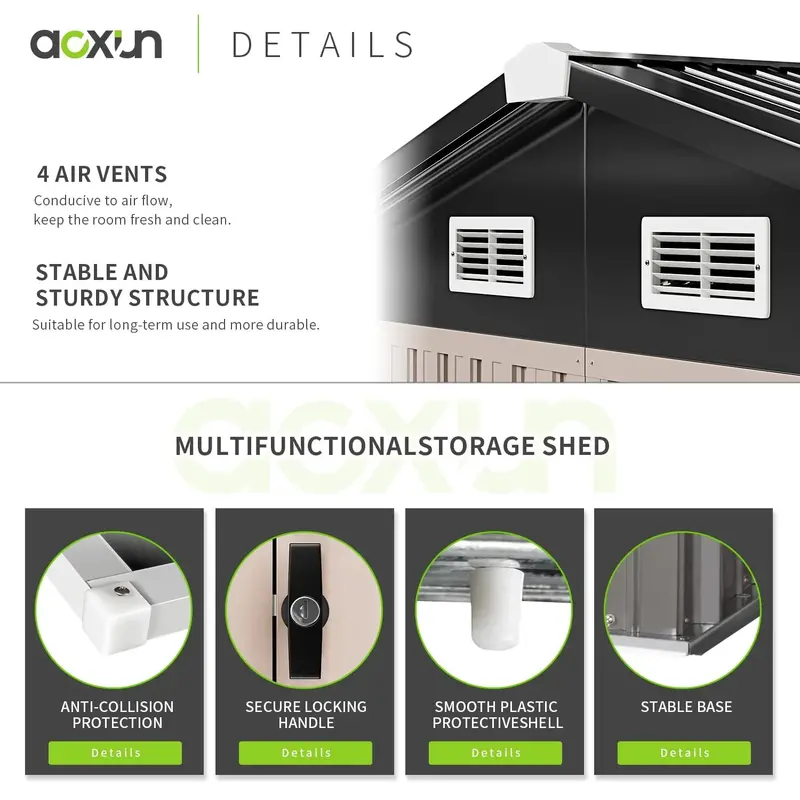 Aoxun 6.4 ft x 4 ft Outdoor Storage Shed – Durable, Weather-Resistant Shelter for Tools and Garden Gear