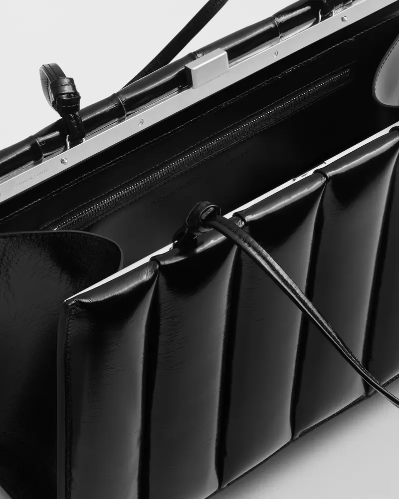Architectural Quilted Drive Bag In Classic Black Leather