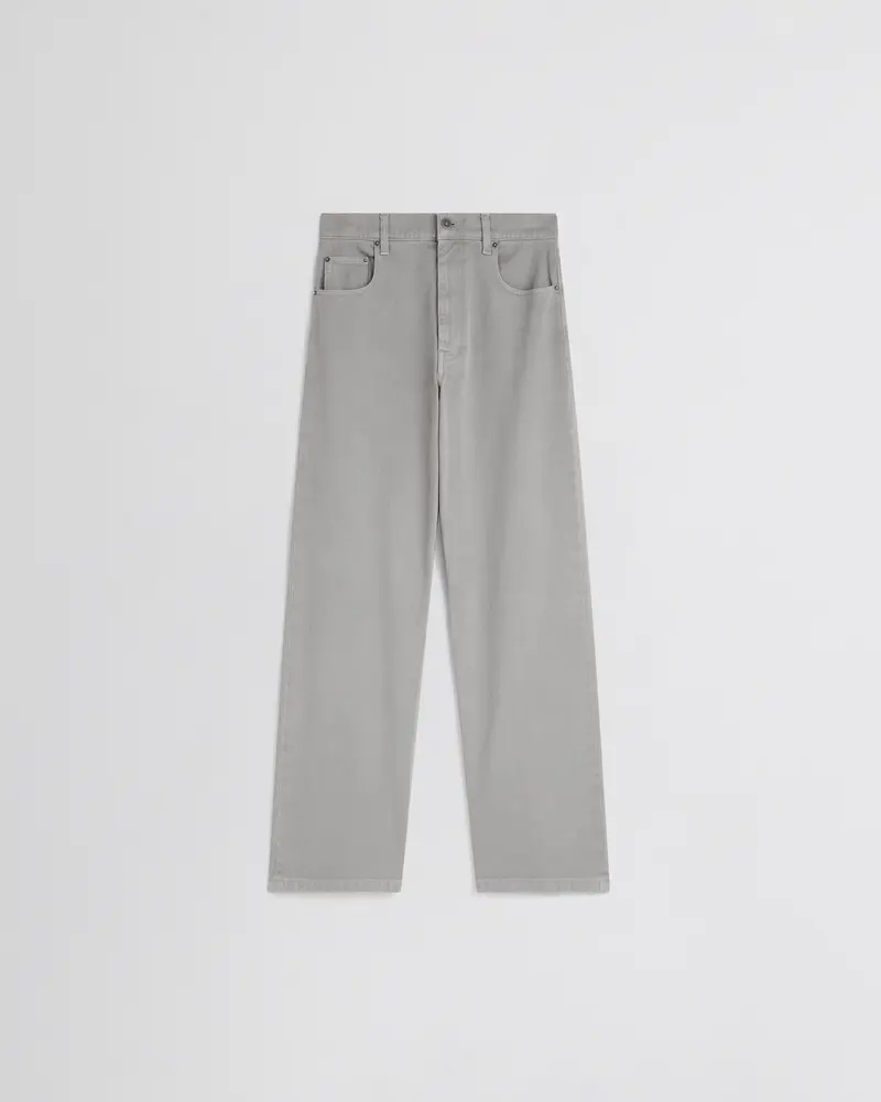 Ash Grey Washed Zip-Back Jeans With Flared Silhouette