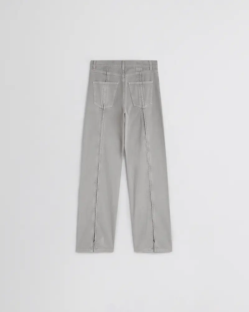 Ash Grey Washed Zip-Back Jeans With Flared Silhouette 2