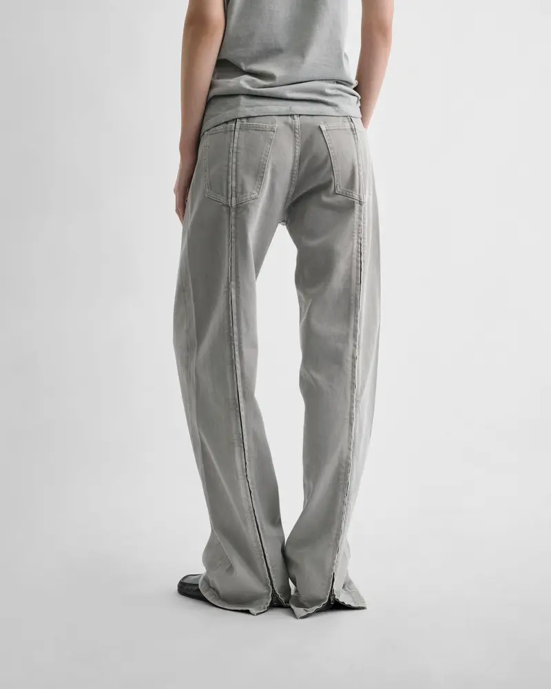 Ash Grey Washed Zip-Back Jeans With Flared Silhouette