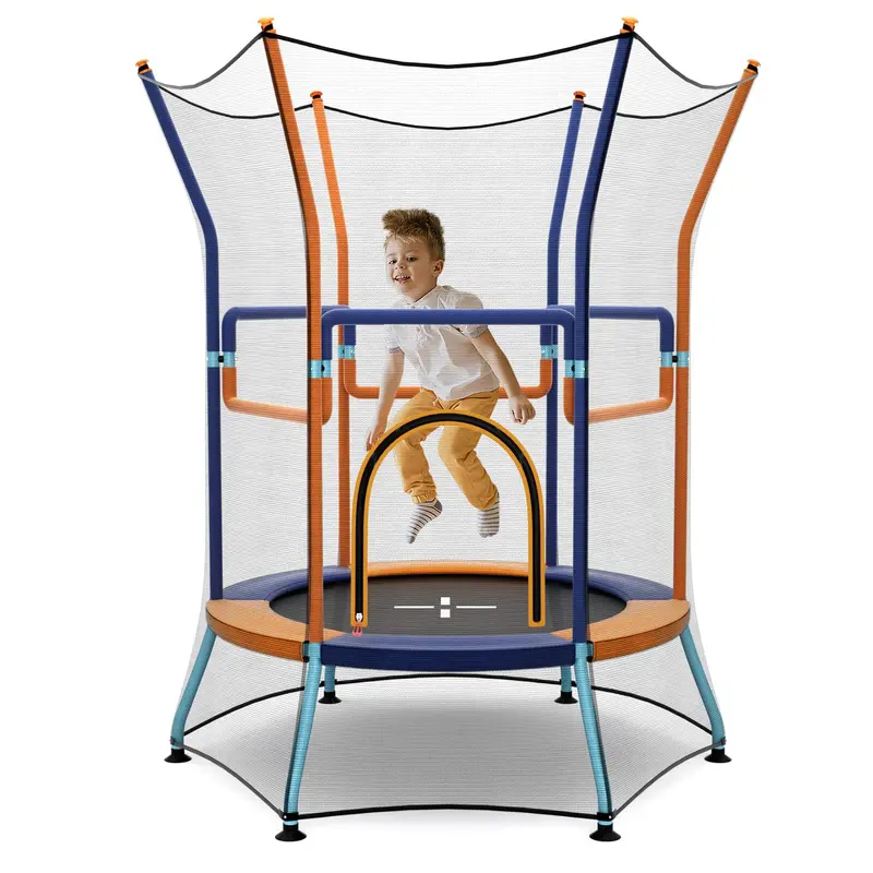 ASTM-Certified Enclosed Trampoline for Toddlers with Safety Net and Soft-Sided Frame