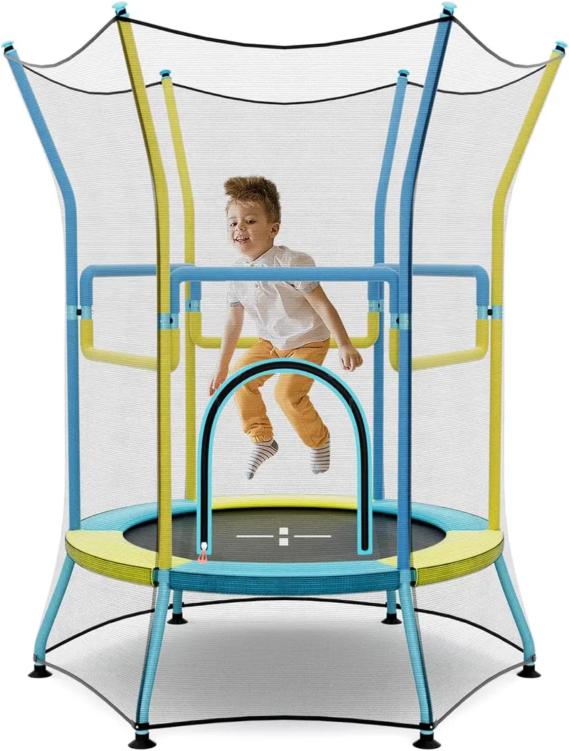 ASTM-Certified Enclosed Trampoline for Toddlers with Safety Net and Soft-Sided Frame