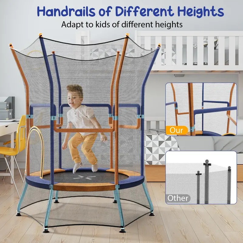 ASTM-Certified Enclosed Trampoline for Toddlers with Safety Net and Soft-Sided Frame