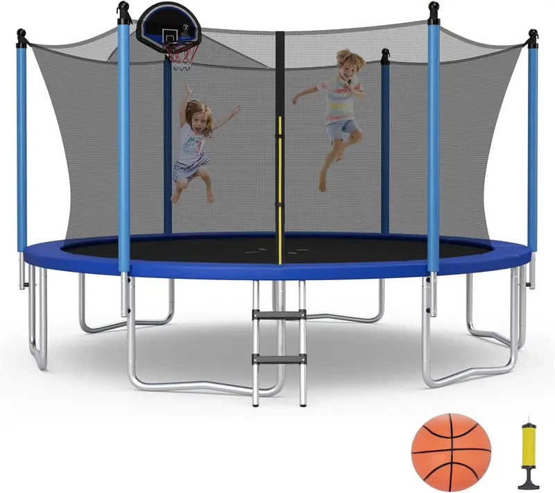 ASTM-Certified Round Trampoline – 12FT, 14FT, or 15FT with Safety Net & Hoop
