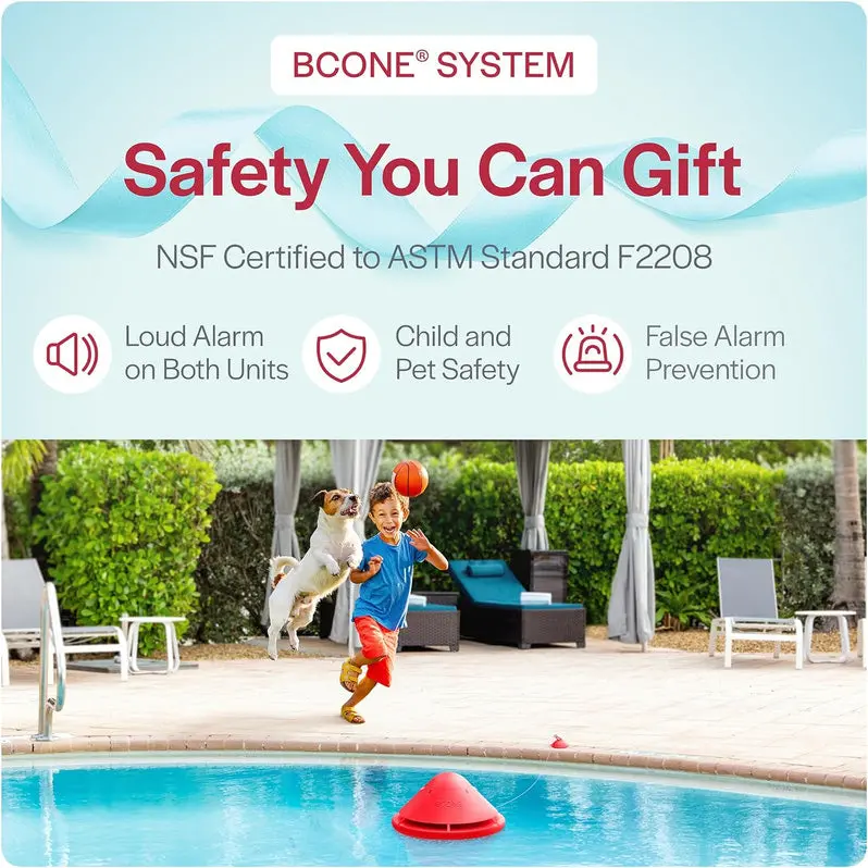 ASTM F2208-Certified Floating Pool Alarm | Loud Audio Alert for In-Ground and Above-Ground Pools | Alexa-Compatible | Quick Setup & Real-Time Monitoring