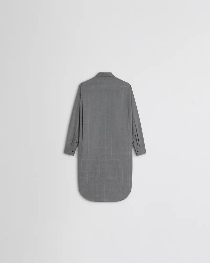 Asymmetric Black-And-Blue Wool Elongated Shirt 2