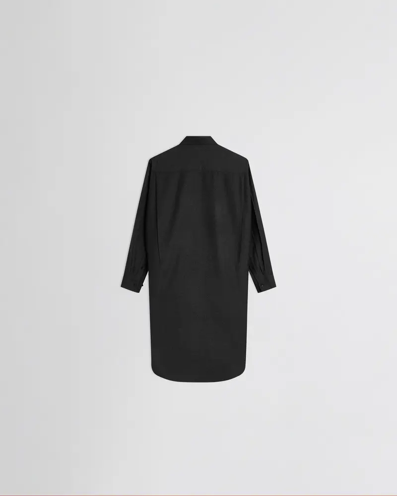 Asymmetric Long-Sleeve Wool Shirt In Charcoal 2