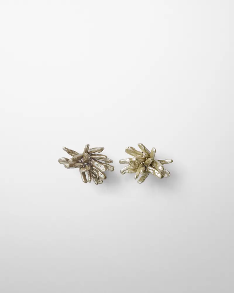 Asymmetrical Resin Cluster Earrings In Mink And Ash