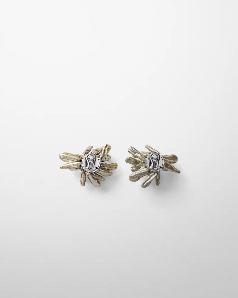 Asymmetrical Resin Cluster Earrings In Mink And Ash 2