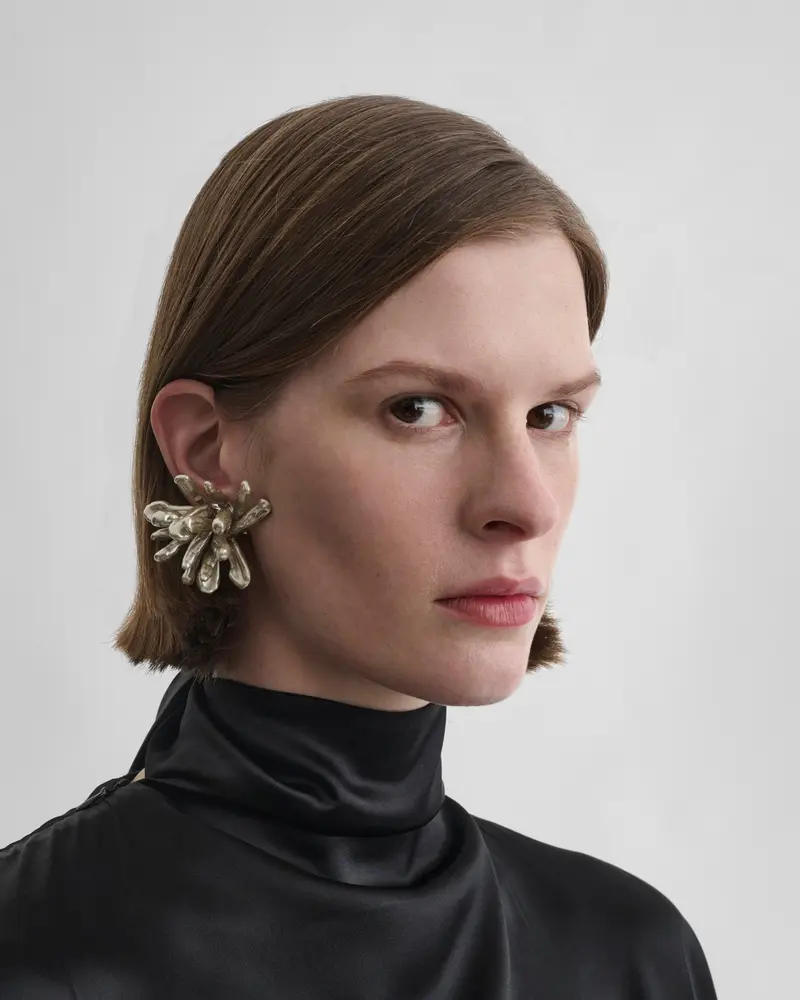 Asymmetrical Resin Cluster Earrings In Mink And Ash