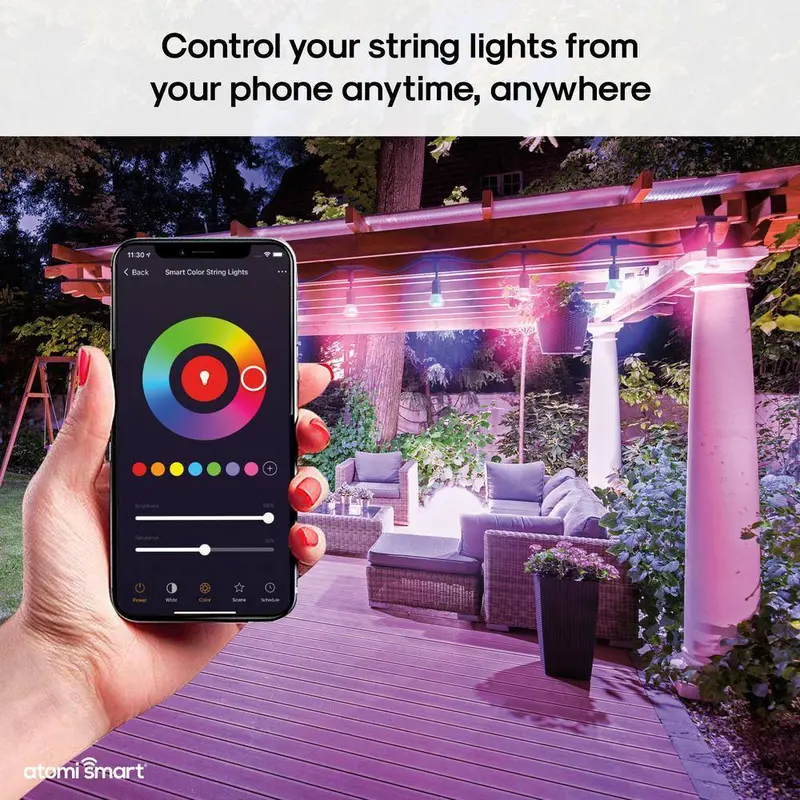Atomi Smart WiFi Color String Lights – 24-Foot Waterproof LED Strip, App & Voice-Controlled (Alexa/Google)