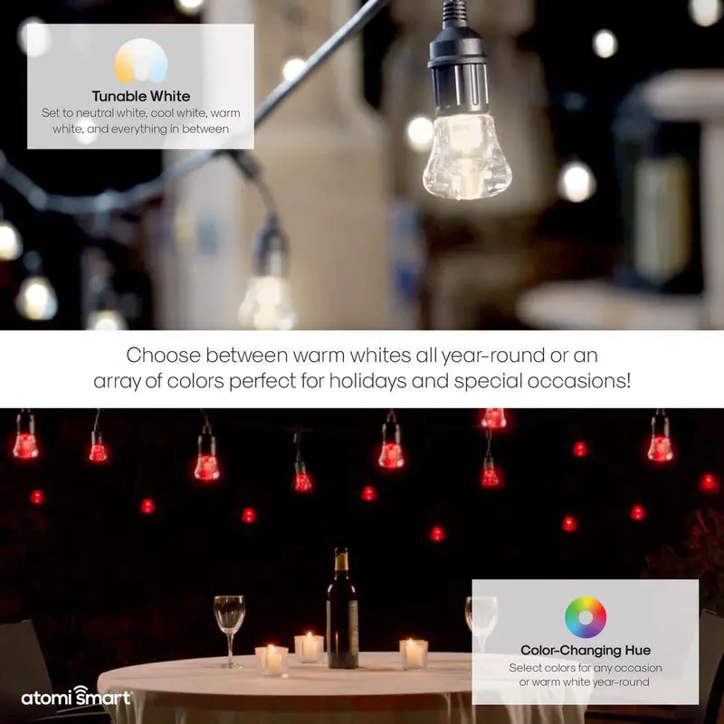 Atomi Smart WiFi Color String Lights – 24-Foot Waterproof LED Strip, App & Voice-Controlled (Alexa/Google)