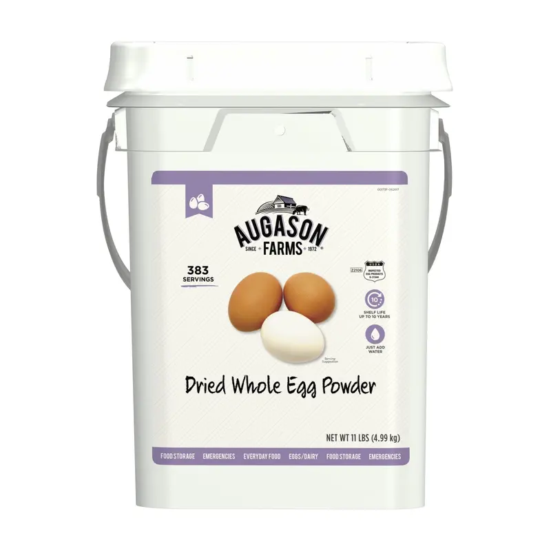 Augason Farms Dried Whole Egg Powder — 11-Pound Emergency Stockpile, 383 Servings, Non-Perishable Protein Source for Preparedness
