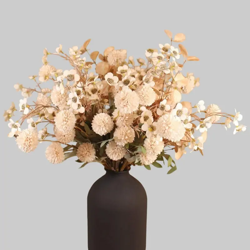 Autumn Dandelion Silk Stem – Textured Faux Branch for Fall Weddings and Hearthside Styling