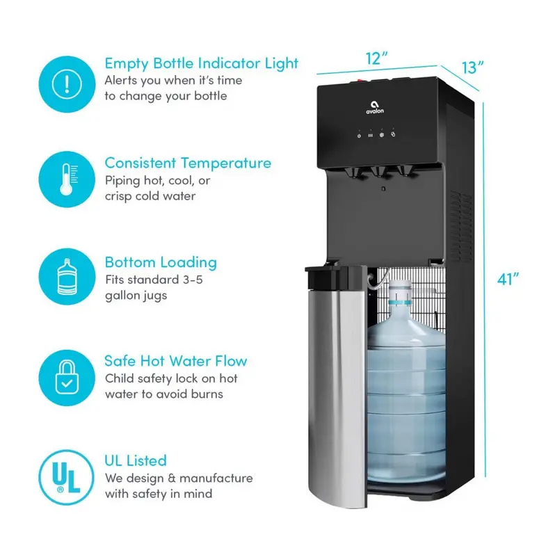 Avalon Triple-Temperature Bottom-Load Water Cooler with BioGuard Antimicrobial Protection