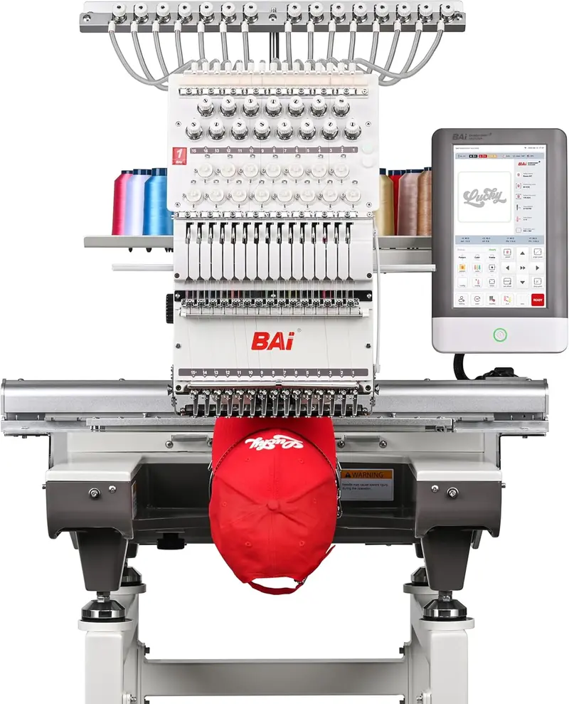 BAi Mirror 15-Needle Embroidery Machine – 20x14" Hoop, Touchscreen Control & Multi-Head Support