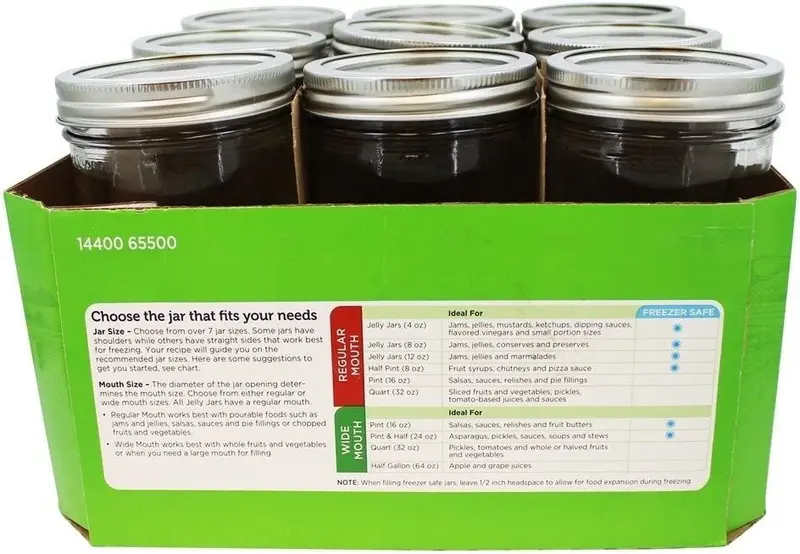 Ball Wide-Mouth Mason Jars – 24-Ounce Glass Canning Jars with Lids (9-Pack), Freezer- and Dishwasher-Safe