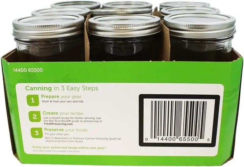 Ball Wide-Mouth Mason Jars – 24-Ounce Glass Canning Jars with Lids (9-Pack), Freezer- and Dishwasher-Safe