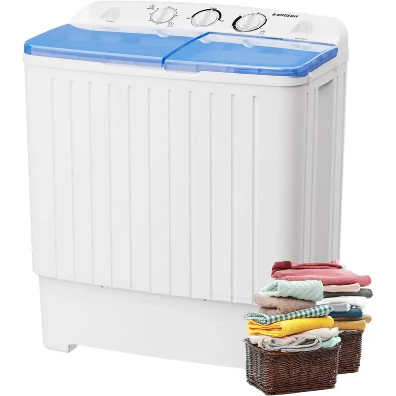 BANGSON Compact Twin-Tub Washer and Dryer Set – 17.6 lb Capacity for Apartments and Tiny Homes
