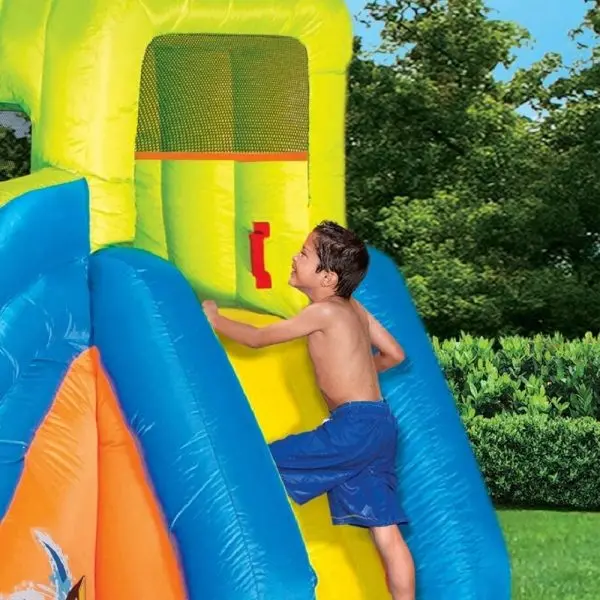 BANZAI Pipeline Twist Inflatable Water Park – Kid-Safe Splash Zone Featuring Slides and Integrated Pool