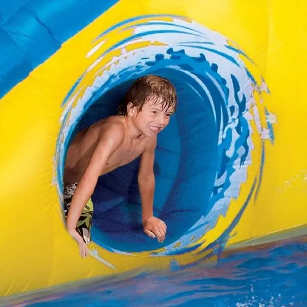 BANZAI Pipeline Twist Inflatable Water Park – Kid-Safe Splash Zone Featuring Slides and Integrated Pool