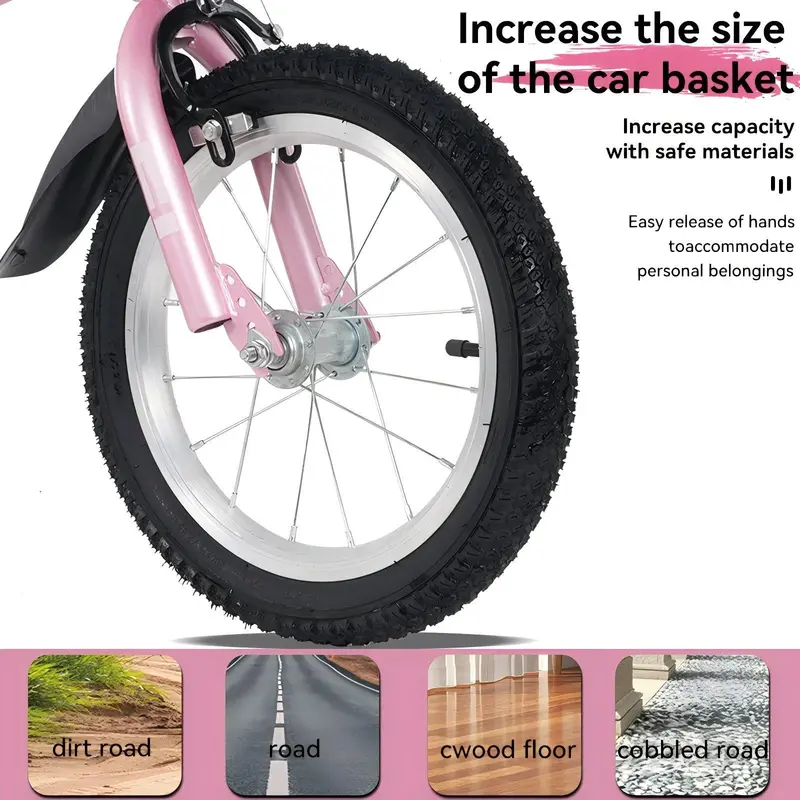 Baprem Kids’ Balance Bike – 18" Pink Steel Frame Bicycle for Ages 5–9 with Removable Training Wheels