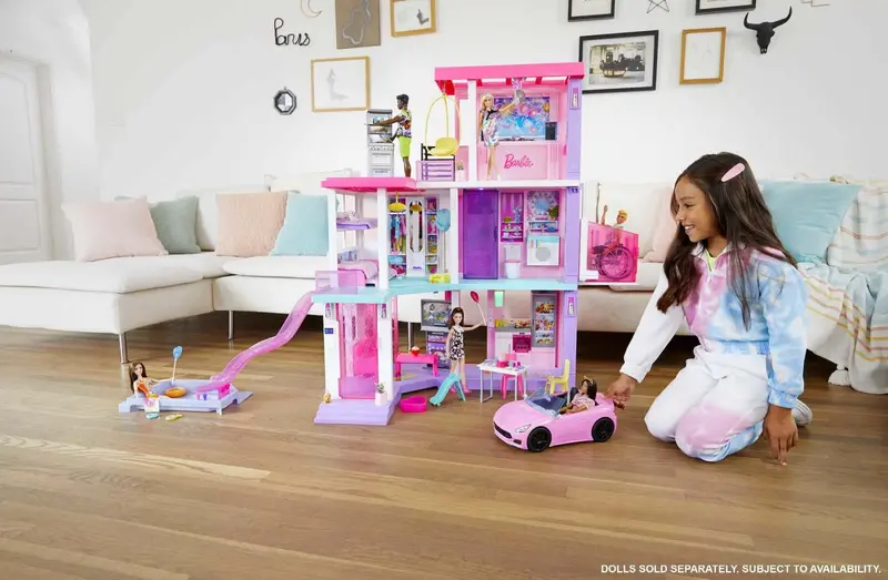 Barbie 60th Anniversary DreamHouse Playset – Features 2 Dolls, Transforming Vehicle, and 100+ Role-Play Items
