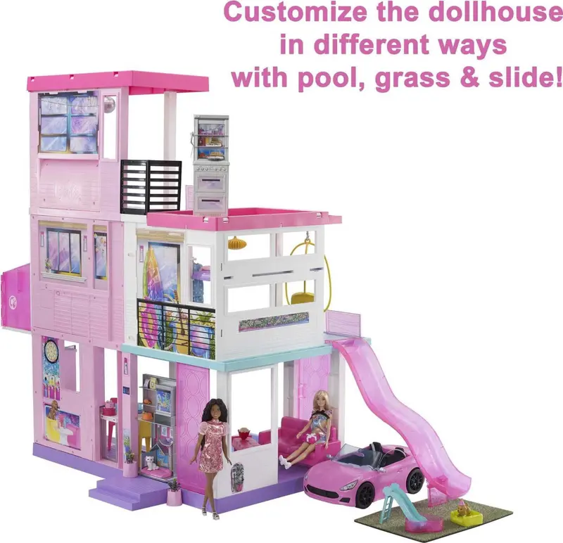 Barbie 60th Anniversary DreamHouse Playset – Features 2 Dolls, Transforming Vehicle, and 100+ Role-Play Items