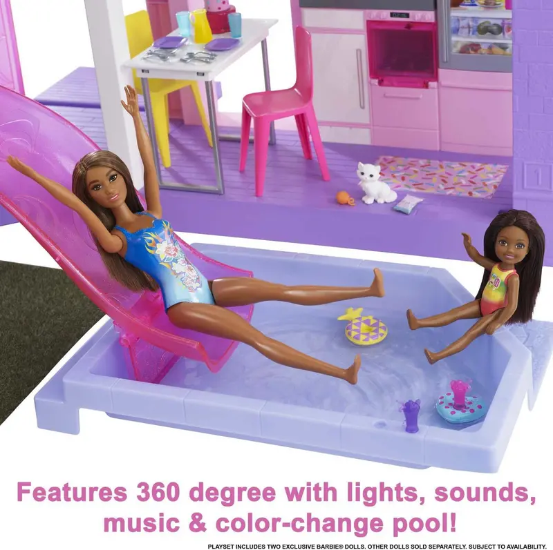 Barbie 60th Anniversary DreamHouse Playset – Features 2 Dolls, Transforming Vehicle, and 100+ Role-Play Items