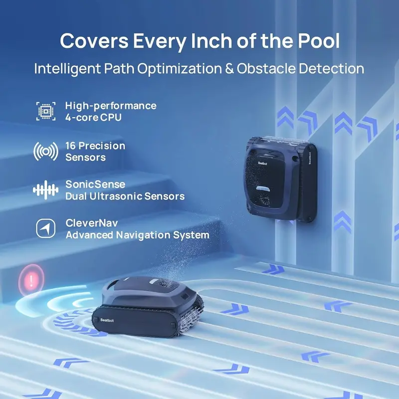 Beatbot AquaSense 2 Cordless Pool Vacuum – Full-Coverage Cleaning for Floors, Walls & Waterlines in In-Ground and Above-Ground Pools (Blue)