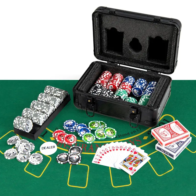 Beginner-Friendly 300-Piece Poker Chip Kit — Themed Set with Cards and Dealer Accessories