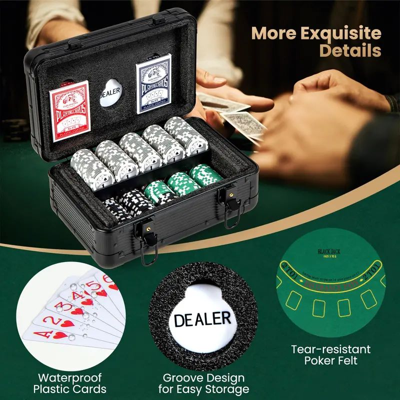 Beginner-Friendly 300-Piece Poker Chip Kit — Themed Set with Cards and Dealer Accessories