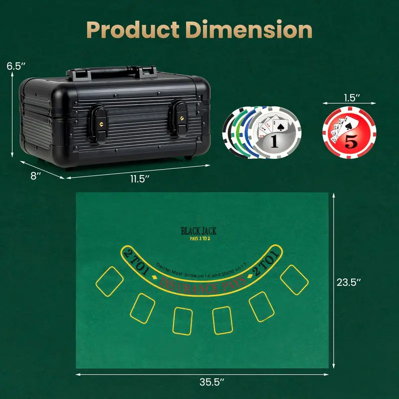 Beginner-Friendly 300-Piece Poker Chip Kit — Themed Set with Cards and Dealer Accessories