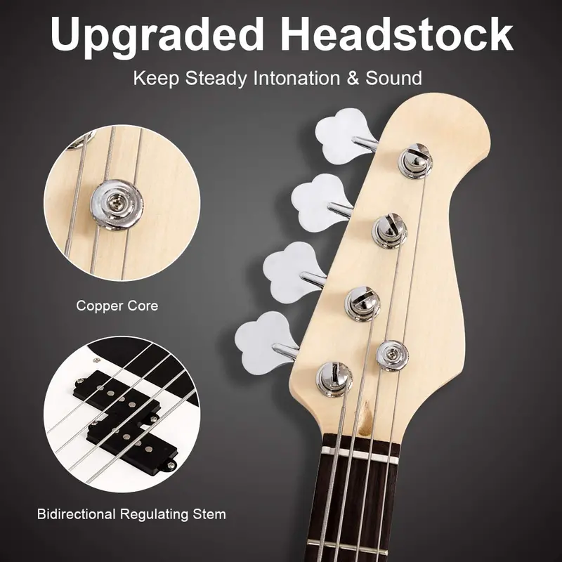 Beginner-Friendly 4-String Electric Bass Guitar Bundle – Includes Amplifier, Gig Bag, Strap, and Cable