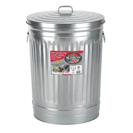 Behrens 31-Gallon Galvanized Steel Trash Can with Secure Lid