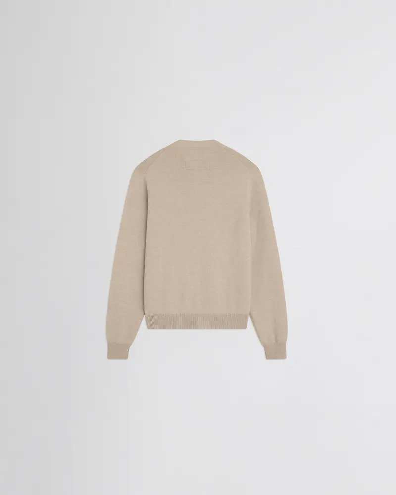 Beige Wool-Cashmere Easy V-Neck Sweater 2