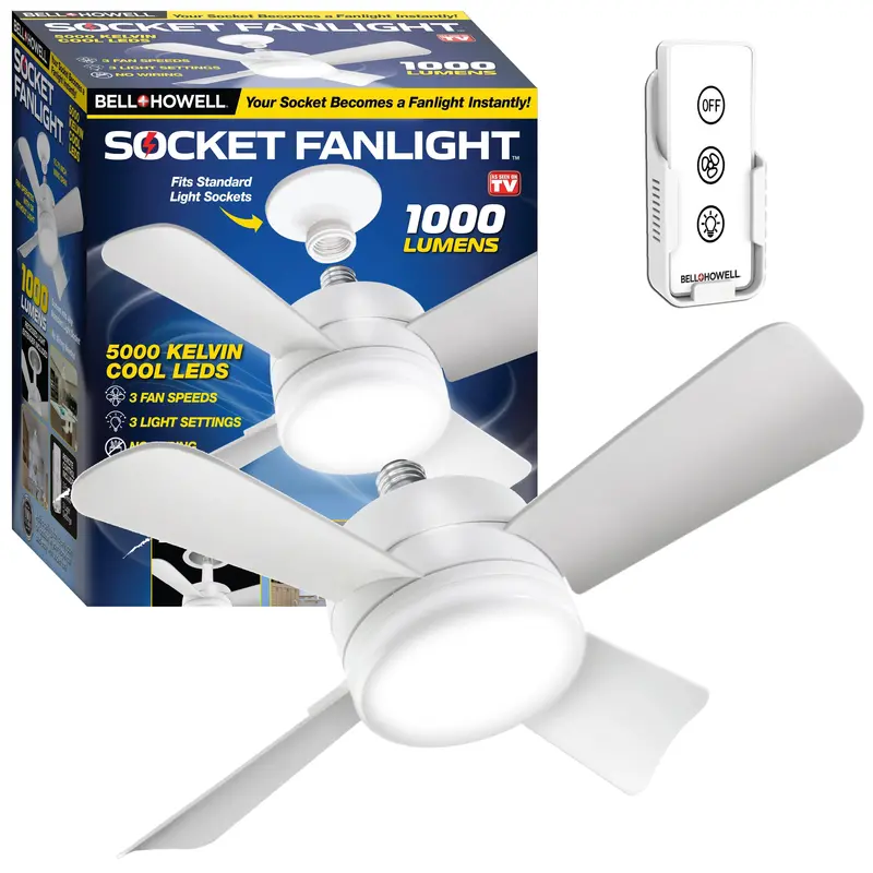 Bell + Howell Ceiling-Mounted Dual Light & Fan Fixture