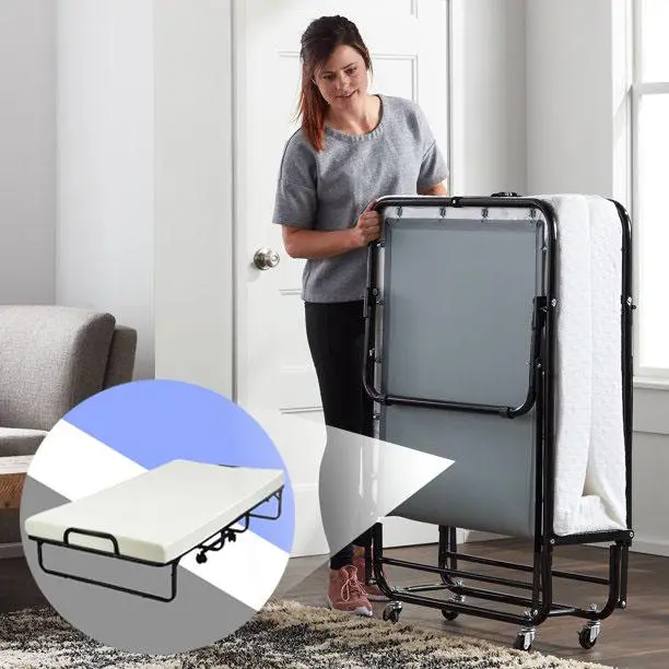 BEST Heavy-Duty Foldable Rollaway Bed – 640-LB Capacity with Built-In Memory Foam Mattress