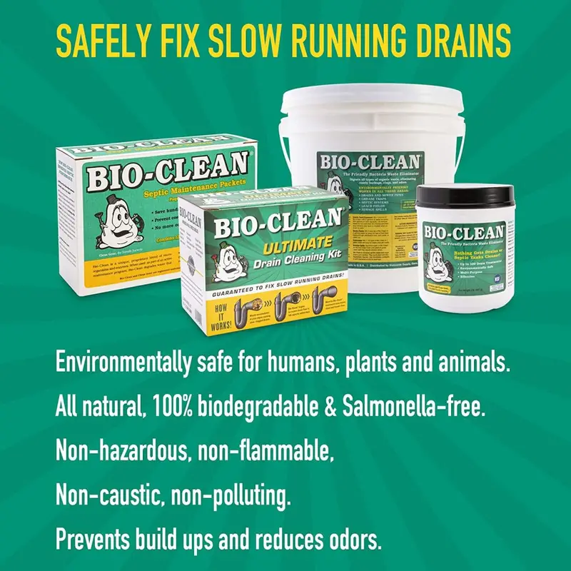 Bio-Clean Natural Enzyme Drain Cleaner – 2-Pound Septic-Safe Formula, Eco-Friendly, Up to 100 Treatments