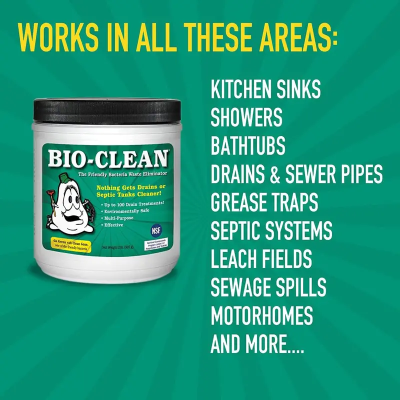Bio-Clean Natural Enzyme Drain Cleaner – 2-Pound Septic-Safe Formula, Eco-Friendly, Up to 100 Treatments