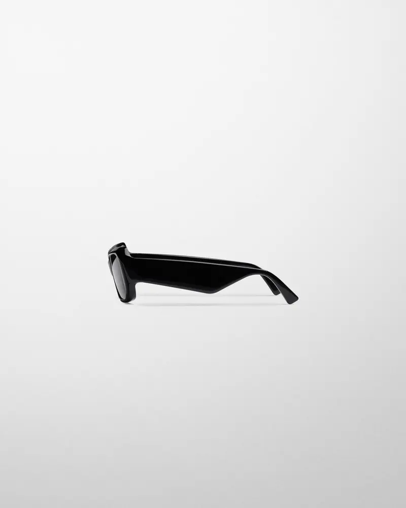 Black Acetate Angular Score Sunglasses With Wide Temples 2