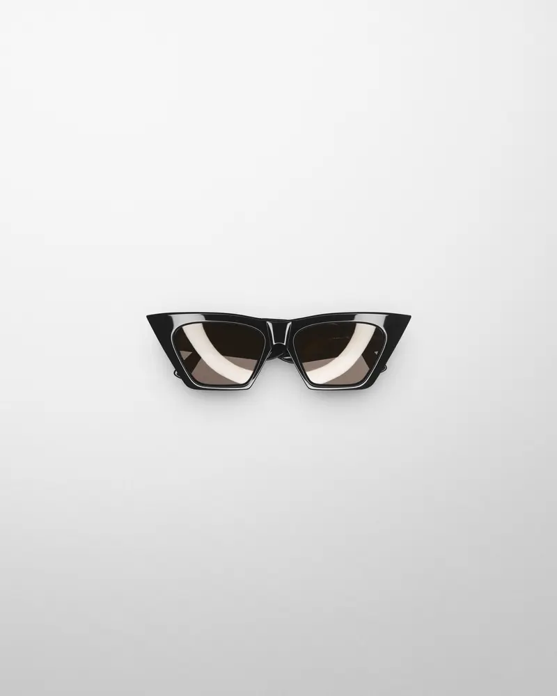 Black Acetate Peak Sunglasses With Wide Temples