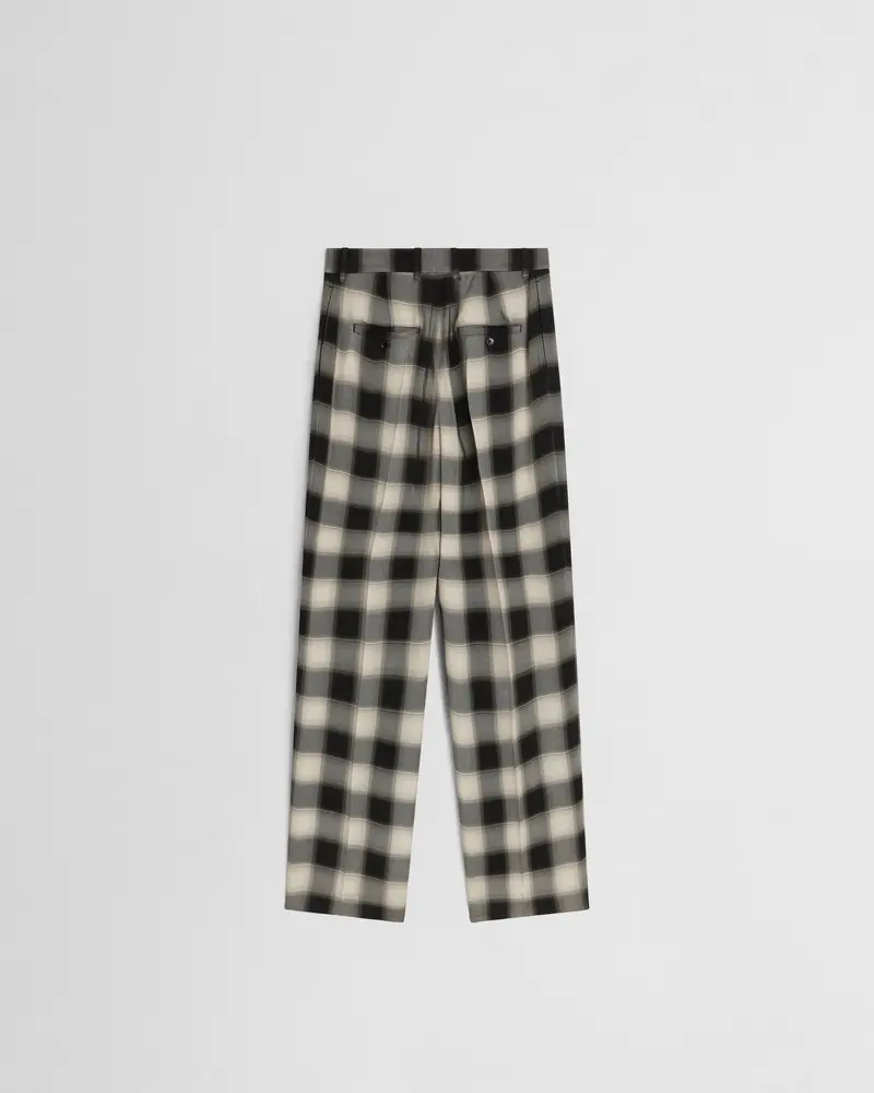 Black-And-Beige Ombré Check Pleated Trousers 2
