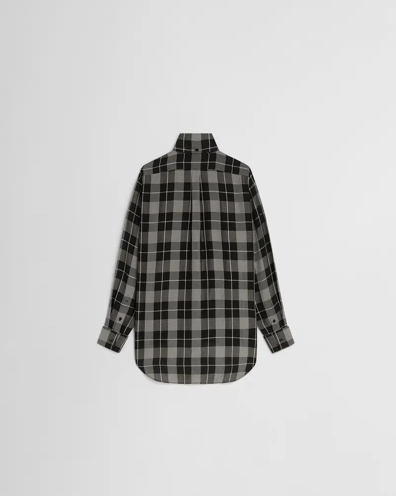 Black-And-White Ombré Check Viscose Tuxedo Shirt 2