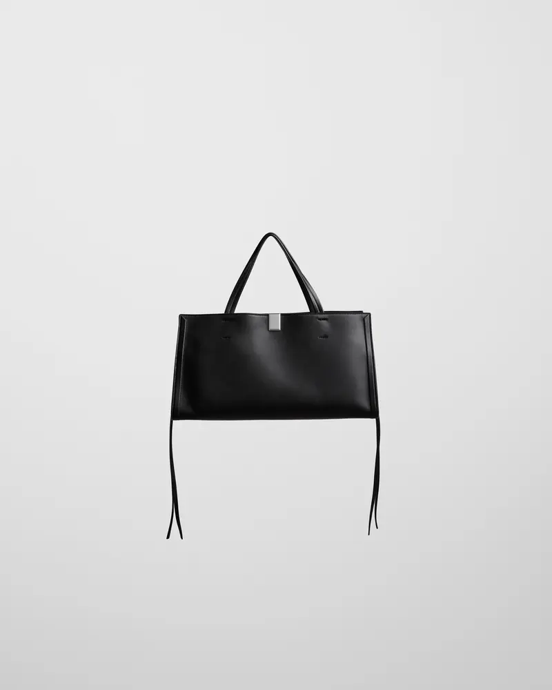 Black Calf Leather Kit Cabas Bag