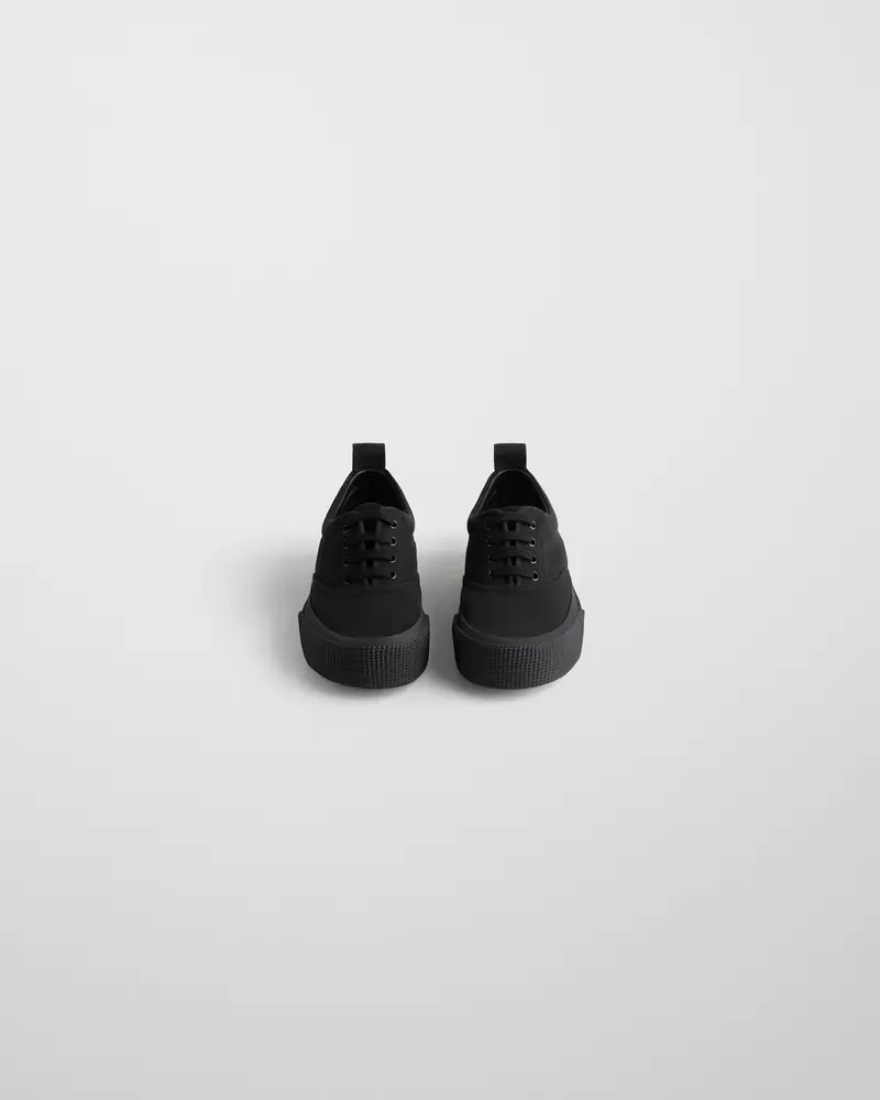 Black Canvas Lace-Up Plimsole Sneakers 2